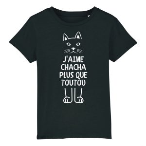 T-Shirt Enfant J’aime chacha plus que toutou T-Shirt Enfant J’aime chacha plus que toutou