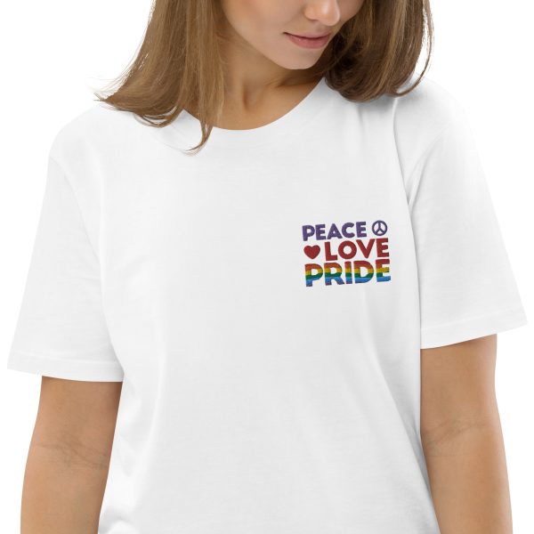 T-shirt brode LGBT Peace Love Pride