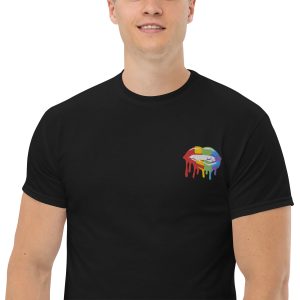 T-shirt brode bouche arc-en-ciel