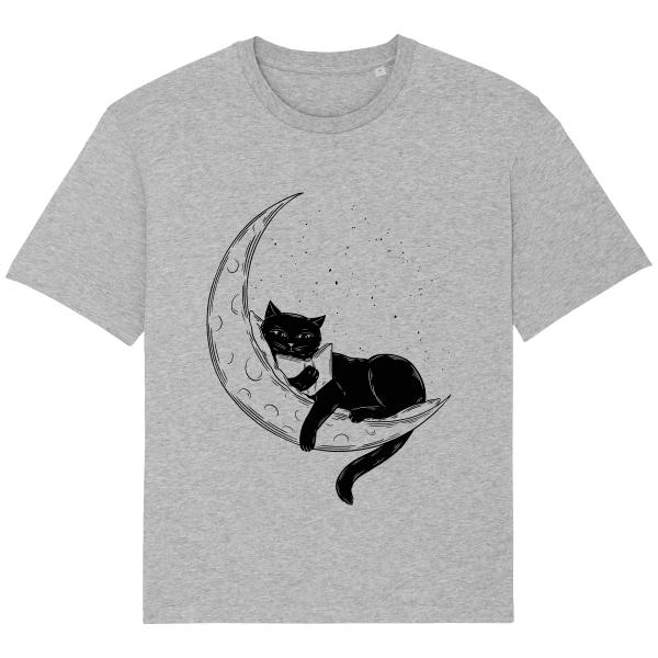 T-Shirt Chat qui lit sur la lune