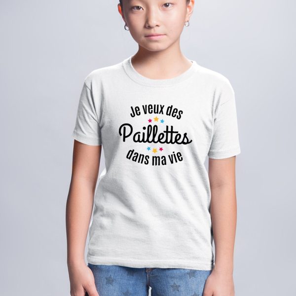 T-Shirt Enfant Je veux des paillettes dans ma vie
