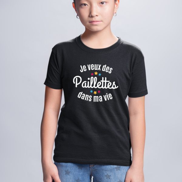 T-Shirt Enfant Je veux des paillettes dans ma vie