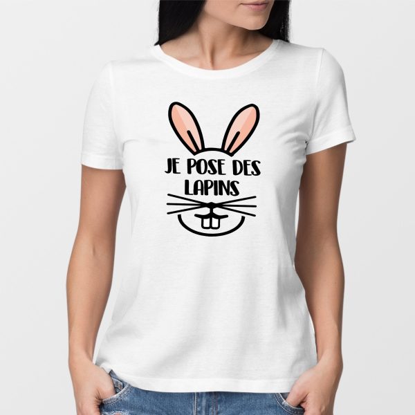 T-Shirt Femme Je pose des lapins