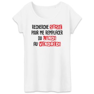 T-Shirt Femme Recherche sosie du lundi au vendredi T-Shirt Femme Recherche sosie du lundi au vendredi