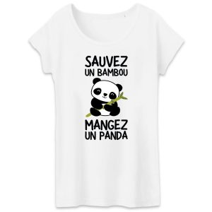 T-Shirt Femme Sauvez un bambou, mangez un panda T-Shirt Femme Sauvez un bambou, mangez un panda