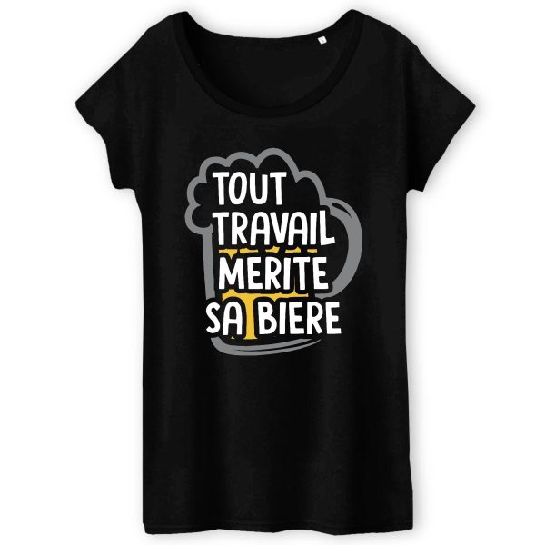 T-Shirt Femme Tout travail merite sa biere