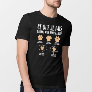 T Shirt Homme Ce que je fais durant mon temps libre Chien 1798 3