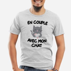 T-Shirt Homme En couple avec mon chat 4 T Shirt Homme En couple avec mon chat 4897 5