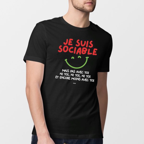 T-Shirt Homme Je suis sociable mais pas avec toi