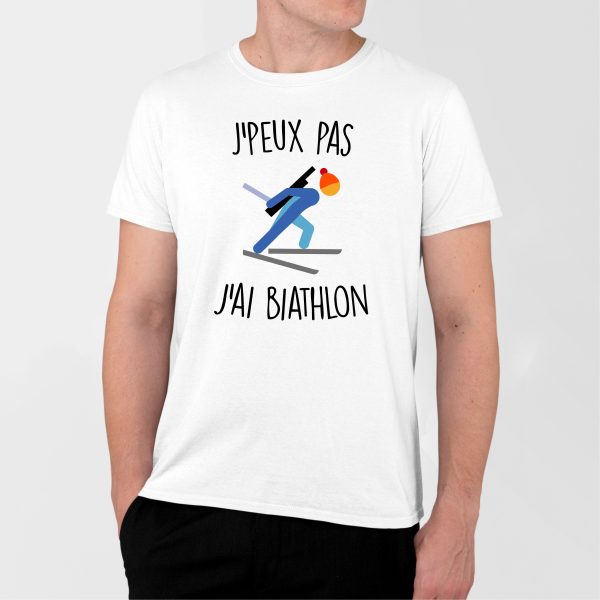 T-Shirt Homme J’peux pas j’ai biathlon