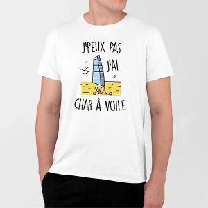 T-Shirt Homme J’peux pas j’ai char a voile T-Shirt Homme J’peux pas j’ai char a voile