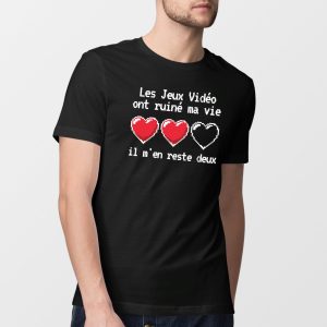 T-Shirt Homme Les jeux video ont ruine ma vie il m’en reste deux