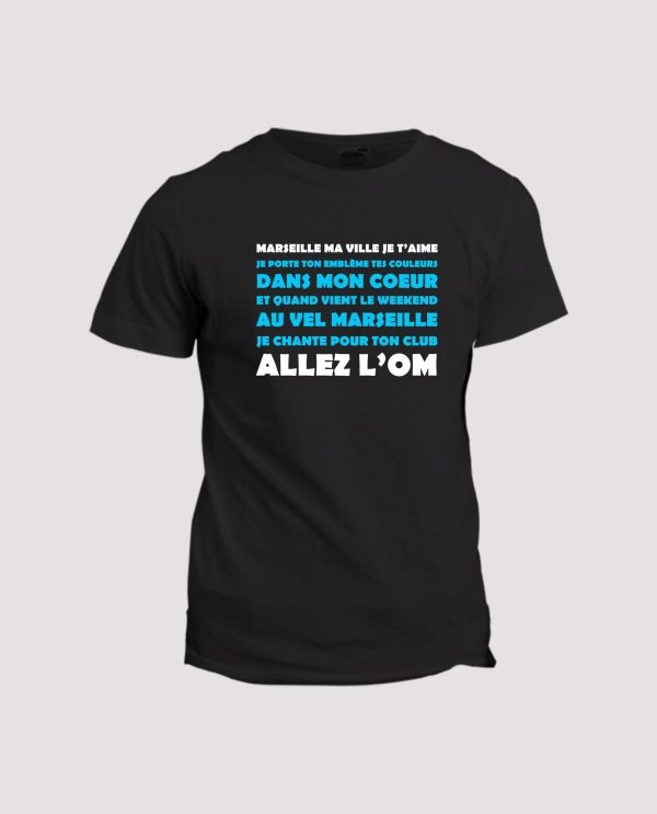 T-shirt Chant supporter  Marseille ma ville je t’aime allez L’OM