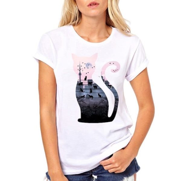 T-shirt Chat illustration femme