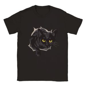 T-shirt Chat noir sortant du tee shirt 2 T shirt Chat noir sortant du tee shirt Crer Son T Shirt 3