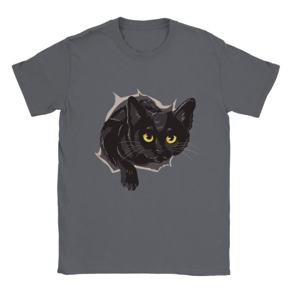 T-shirt Chat noir sortant du tee shirt