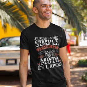 T-shirt Je suis un mec simple j’aime moto et apero