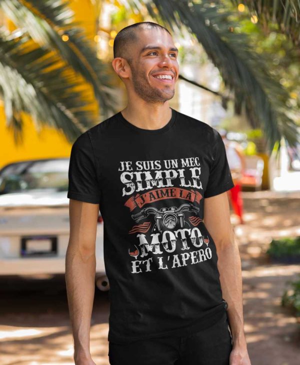 T-shirt Je suis un mec simple j’aime moto et apero