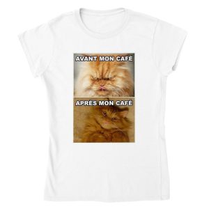 T-shirt Meme Chat Cafe femme T-shirt Meme Chat Cafe femme