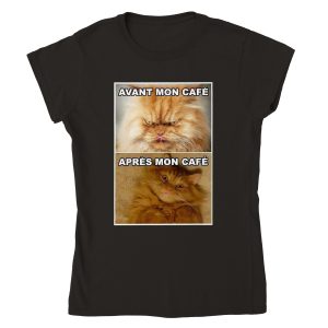 T-shirt Meme Chat Cafe femme T-shirt Meme Chat Cafe femme