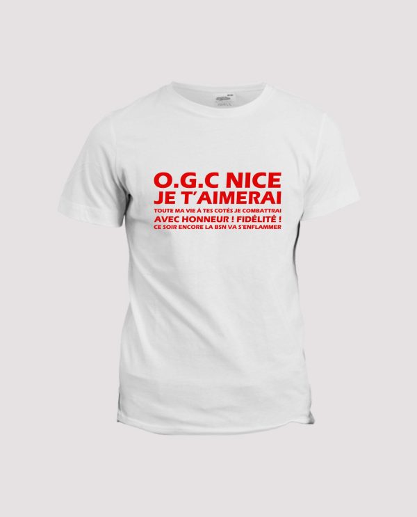 T-shirt chant supporter O.G.C Nice  À tes cotés je combattrai