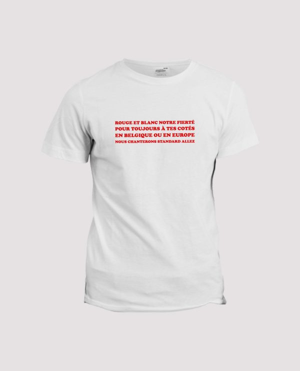 T-shirt chant supporter  Standard de Liege, rouge et blanc notre fierte