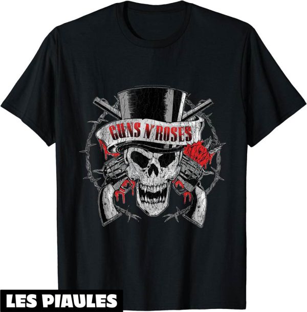 Guns N Roses T-Shirt Chapeau Haut-De-Forme Tete De Mort