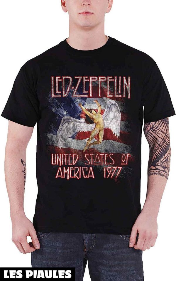 Led Zeppelin T-Shirt Generique Stars N Stripes USA 77 Logo