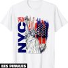 New York T-Shirt Statue De La Liberte Avec Drapeau USA Tee