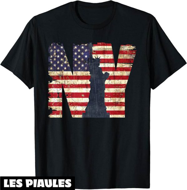New York T-Shirt Vintage New York City With USA Flag Tee