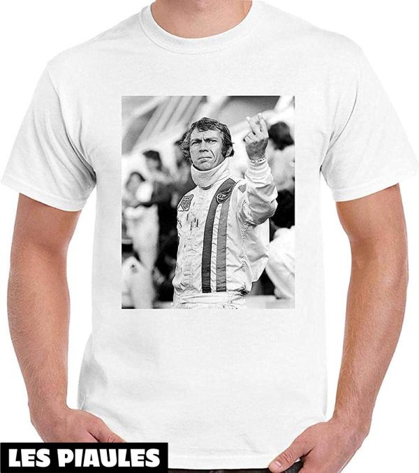 Steve McQueen T-Shirt Giving Two Fingers Finger Flip