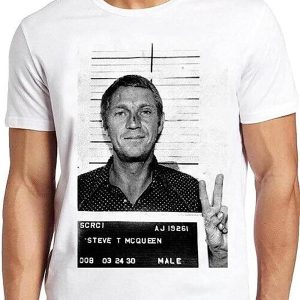 Steve McQueen T-Shirt Mugshot Vintage Cool Movie Star