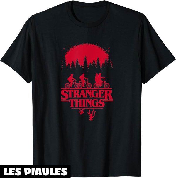 Stranger Things T-Shirt Group Shot Bike Ride Upside Down