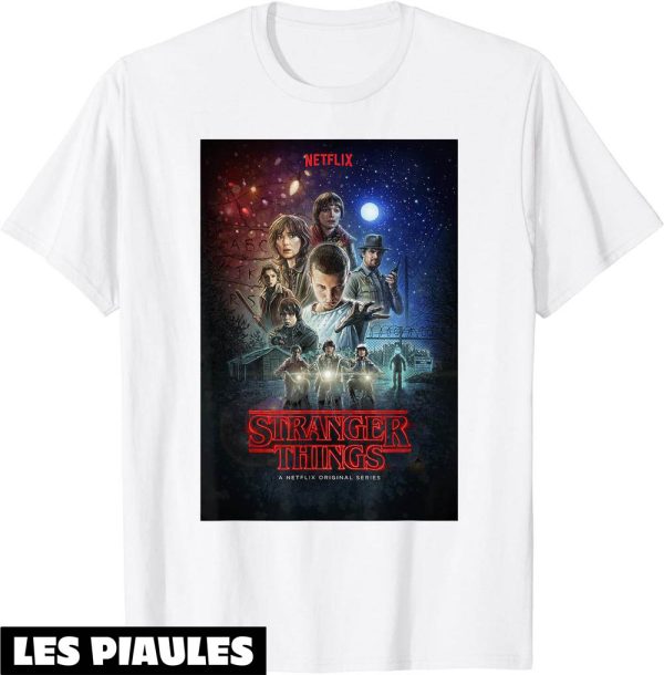 Stranger Things T-Shirt Group Shot Illustrated Poster