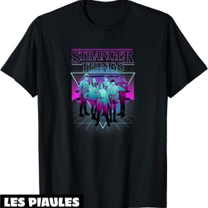Stranger Things T-Shirt Group Shot Neon Triangle Tee Stranger Things T-Shirt Group Shot Neon Triangle Tee