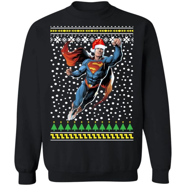 DC Comic Superman Santa Hat Ugly Christmas Sweatshirt Shirt Sweatshirt Hoodie Long Sleeve Tank