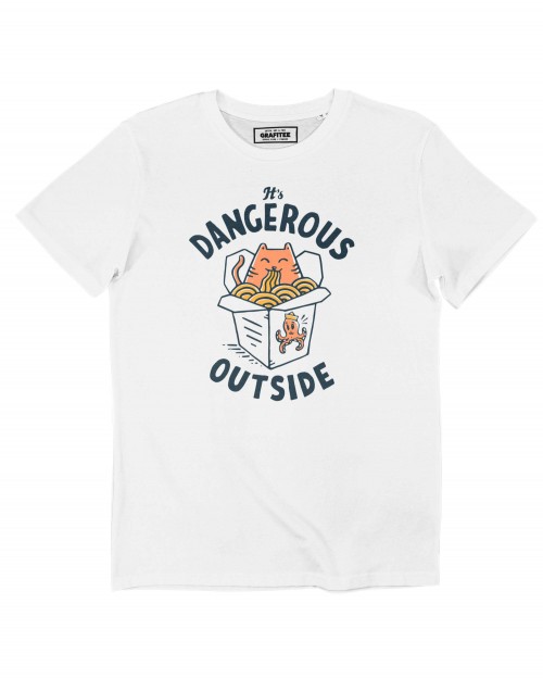 T-shirt Dangerous Outside �T-shirt mignon avec chat