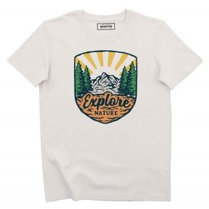 T-shirt Explore Nature – Badge Dessin Paysage Randonnee