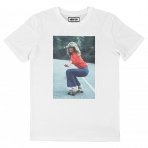 T-shirt Farrah Fawcett – Photo Sur Un Skateboard