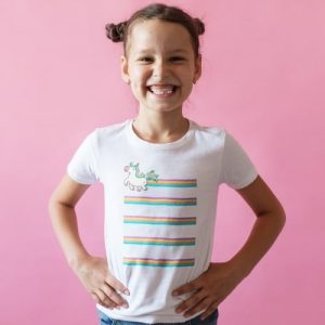 T-shirt Licorne Arc En Ciel  Fille de 3 a 14 ans