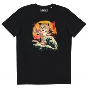 T-shirt Neko Sushi – Chat, Japon et Grande Vague