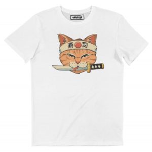 T-shirt Neko Sushi Katana – Chat Guerrier Japon