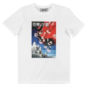 T-shirt Paysage Tokyo – Tshirt Illustration Coloree Japon