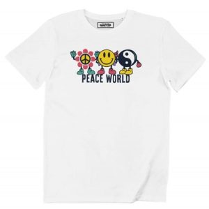 T-shirt Peace World – Signes Smiley, Yin Yang, Peace & Love