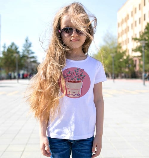 T-shirt Pot de fleurs  Dessin mignon pour enfant