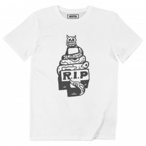 T-shirt RIP – Dessin Serpent Autour d’un Cercueil