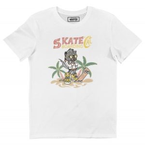 T-shirt Skateboarding Cat Chat Skater Relax