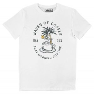 T-shirt Waves of Coffee  Tasse de cafe + Hawaienne