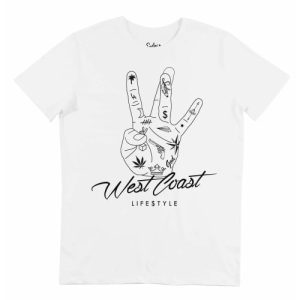 T-shirt West Coast – Tshirt Signe de la Main � W � Gangs US  Grafitee