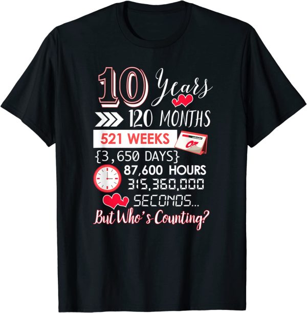 10th Wedding Anniversary Gift for Couple T-Shirt – Apparel, Mug, Home Decor – Perfect Gift For Everyone